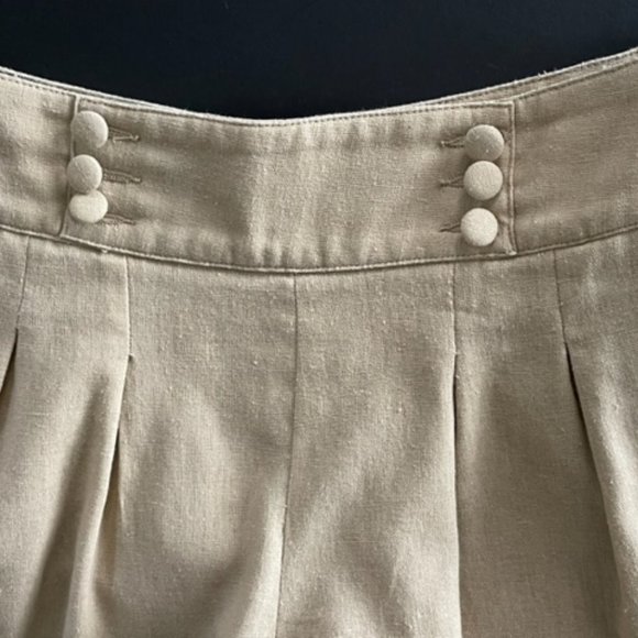 LINEN LOOK PLEATED SHORTS Scalloped Hem, 4 Pockets SUPER CUTE - Picture 8 of 16